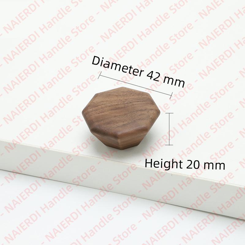 NAIERDI Solid Wood Cabinet Handles Modern Single Hole Wooden Pulls Octagon Round Knobs for Kitchen Cupboard Wardrobe Hardware