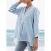 Women's Solid Color European and American Casual Fashion 7-point Lantern Sleeve Tulle Shirt