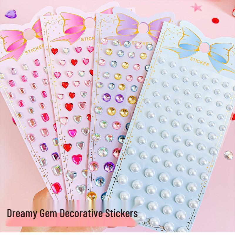 Children's DIY Gem Crystal Stickers - Handmade Diamond Shapes for Girl's Makeup and Decoration
