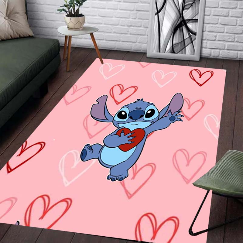 Stitch Is Holding Carpet with Floral Patterns - Non-slip Kitchen and Outdoor Carpet Home and Bedroom Decorations Birthday Gifts