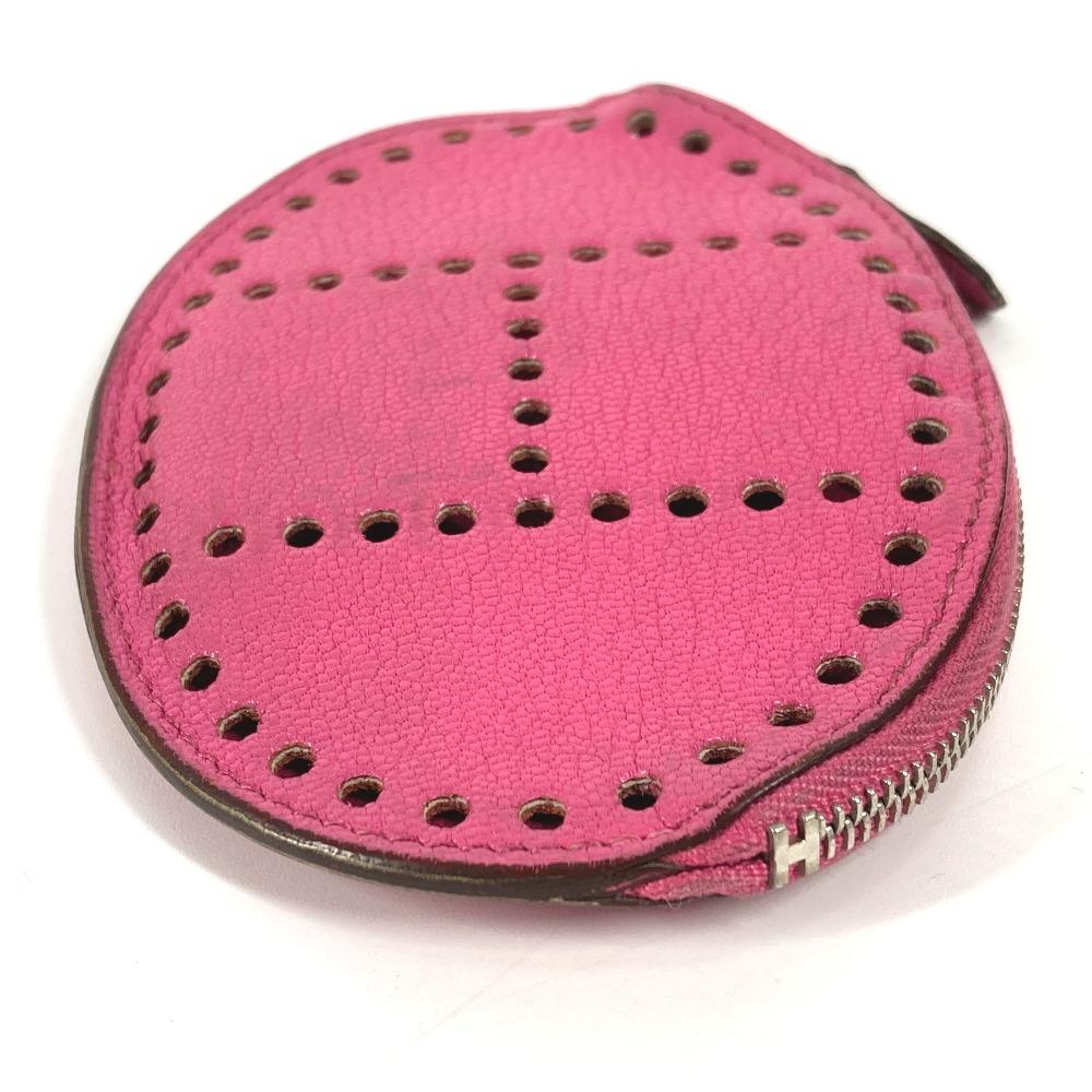 HERMES Evelyne logo Wallet Coin Compartment Zip Around coin purse Chevre pink