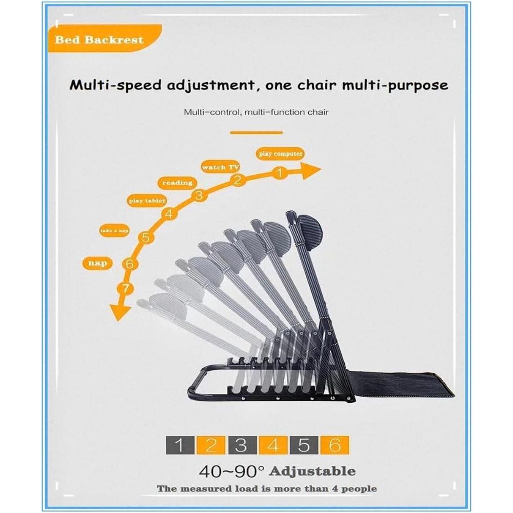 Bed Backrest Support Bed Chair - Adjustable Bed Back Rest Sit Up Reading Seating Chair, 6 Degree Sit-up Stand Beach Chair
