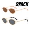 2PACK New Retro Oval Sunglasses for Ladies Fashion Small Metal Frame Sunglasses Women Classic Brand Shades Trends Summer Unique