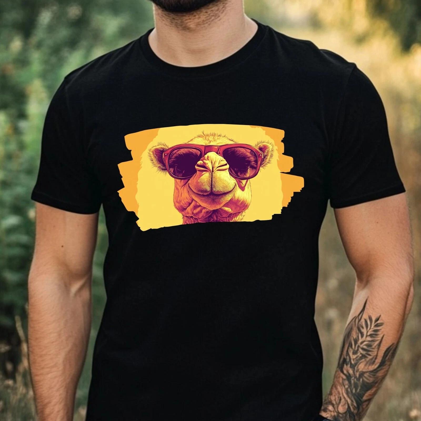 T-Shirt Herren Kamel mit Sonnenbrille Motiv Baumwolle Größe XS bis 5XL XL