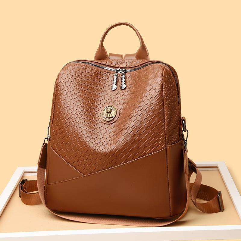 Women's Backpack PU Soft Leather Large Capacity Backpack Travel Bag