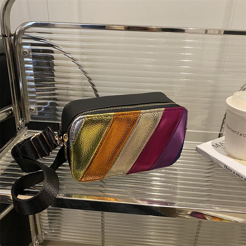 

Пэчворк Женские Сумки Через Плечо Кроссбоди Модный Квадратный Дизайн Маленький Кошелек и Сумка Шоппинг Тренд Сумка AVE 19.5x7x11.5cm чёрный