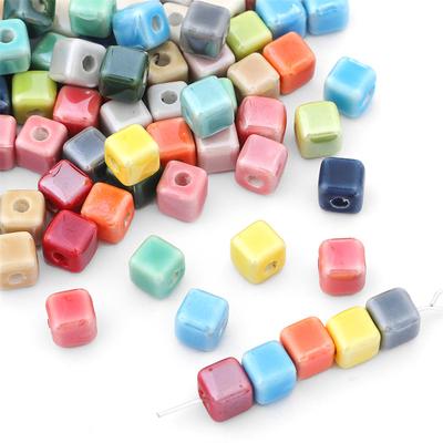 High Quality 10Pcs Ornament Accessories Bracelet Necklace Material Ceramic DIY Beaded 6mm Square Beads Earrings Making Creative Jewelry Accessories