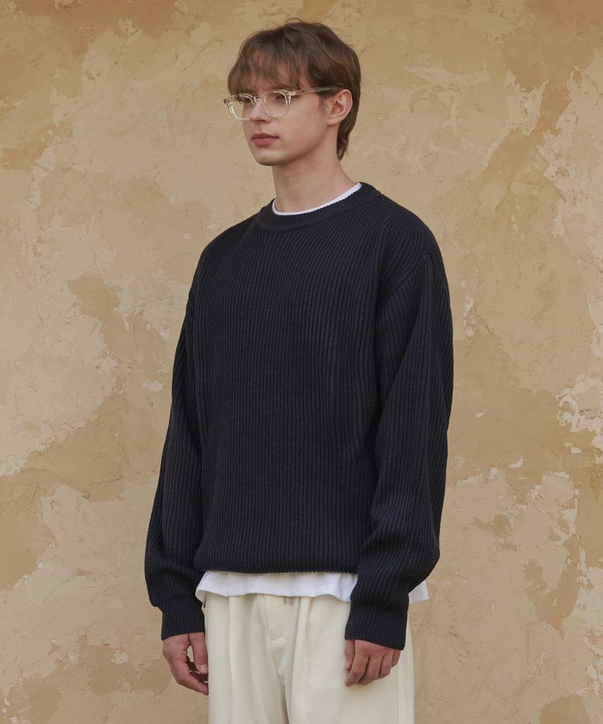 ESN Essential Round Neck Oversized Knit Navy