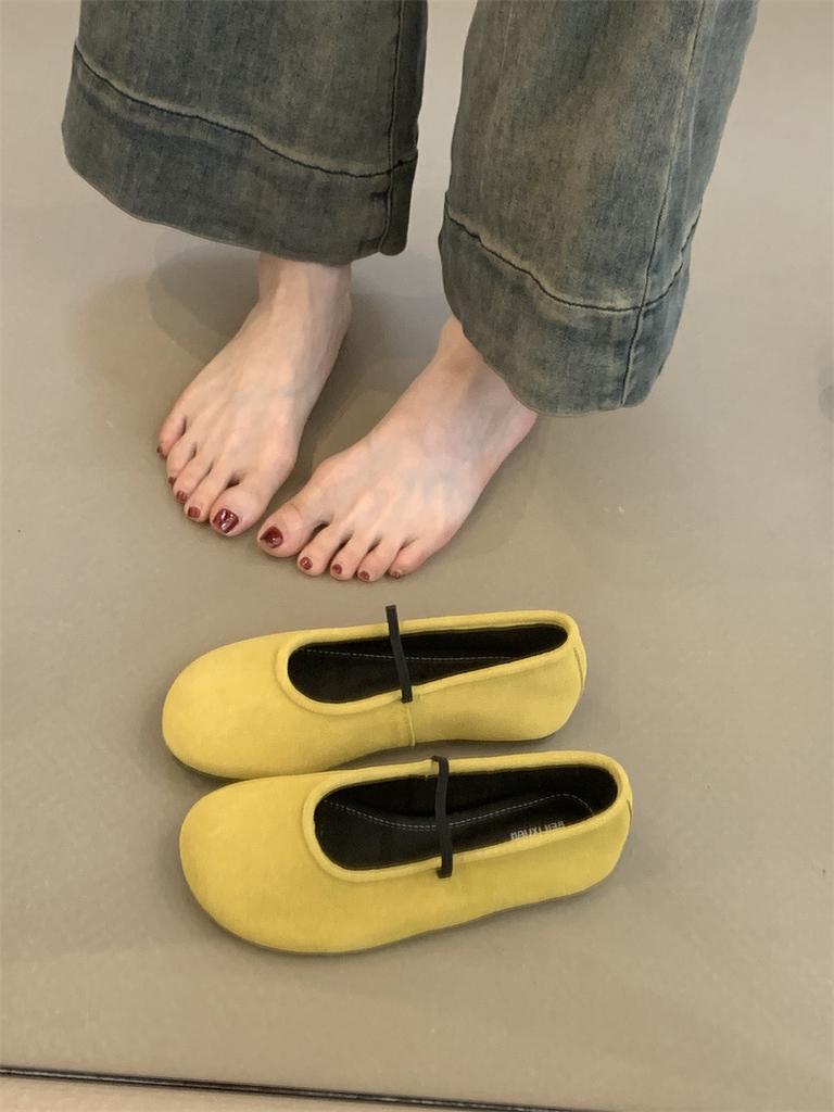 Vintage Mary Jane Shoes Women's 2025 Summer New Mori Women's Literary Matte Cute Round Head Shallow Mouth Beanie Shoes