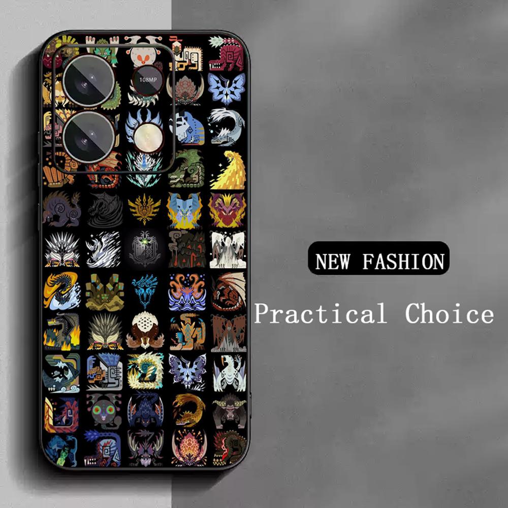 Monster Hunter Game Logo Design Phone Case For Redmi Note 14 13 12 11 Pro Plus S 5G 14C A3 Soft Black Phone Cover