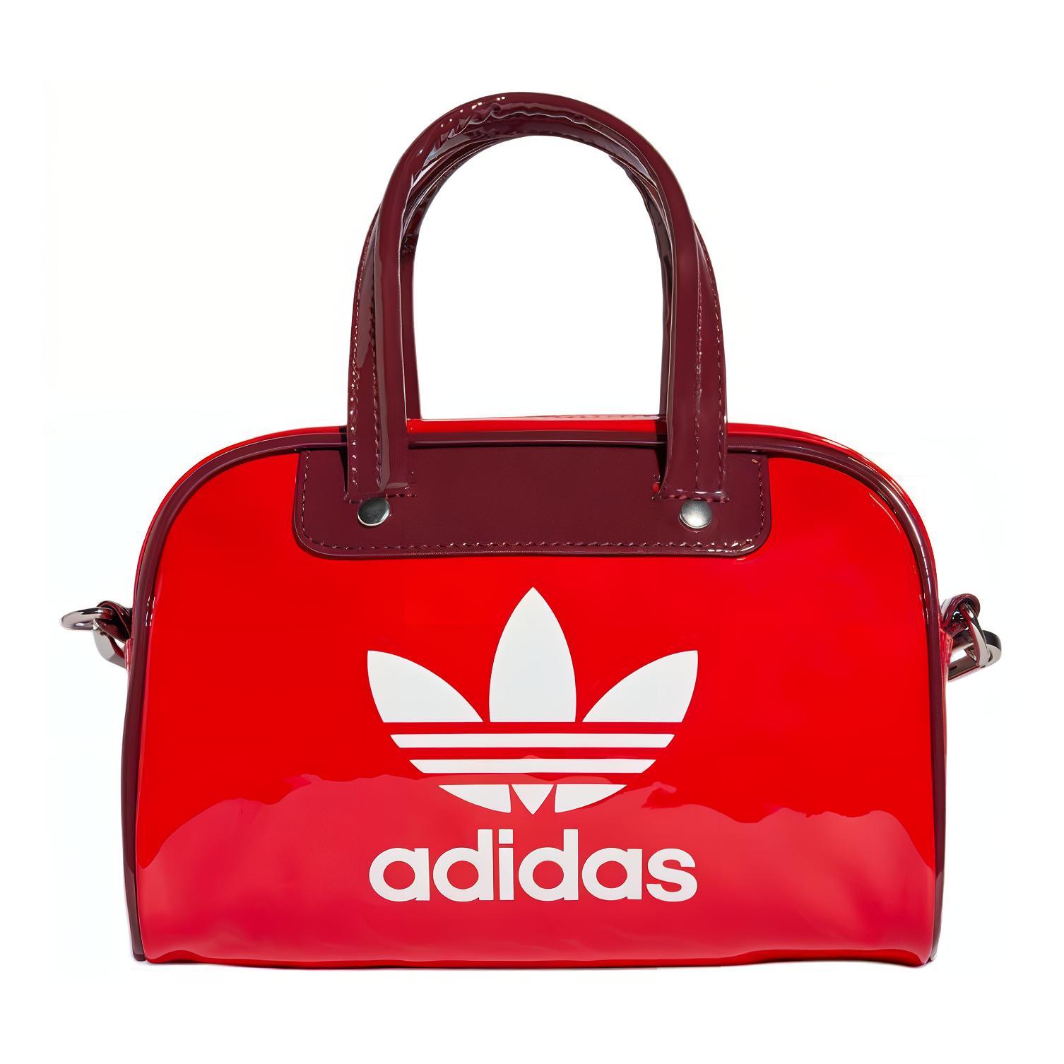 Adidas Originals Logo Print Zipper Closure PU Composite Leather Jelly Bag Unisex Handbags Red JJ4277 Red