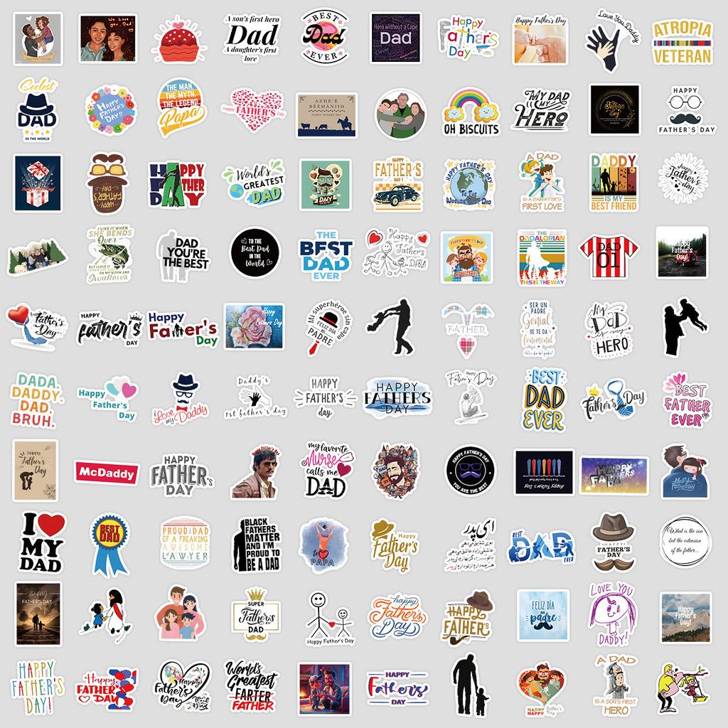 100 Cute Style Father's Day Graffiti Stickers Suitcase Water Cup Waterproof Decorative Stickers Children's DIY Stickers