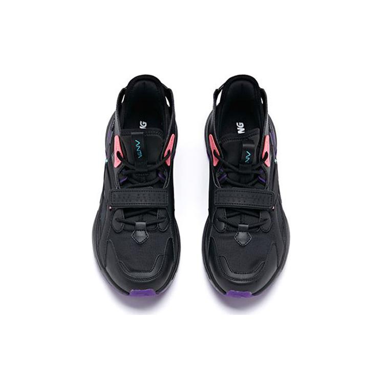 Anta Slip Resistant Abrasion Resistant Support Mid top Training Shoes Men's Black Purple 912017012-2