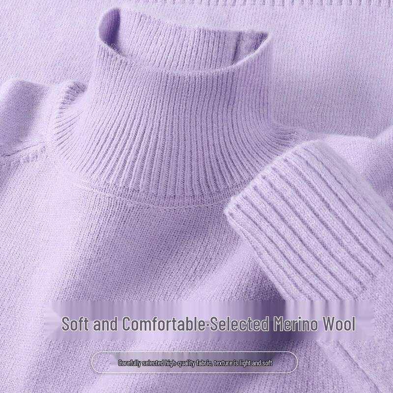 SNOWFLYING Women's Merino Wool Blend Half-High Collar Pullover Sweater