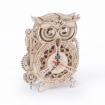 Tsukurundesu® Moving 3D Wooden Puzzle Series (LK503 Owl Clock) with Japanese Instructions
