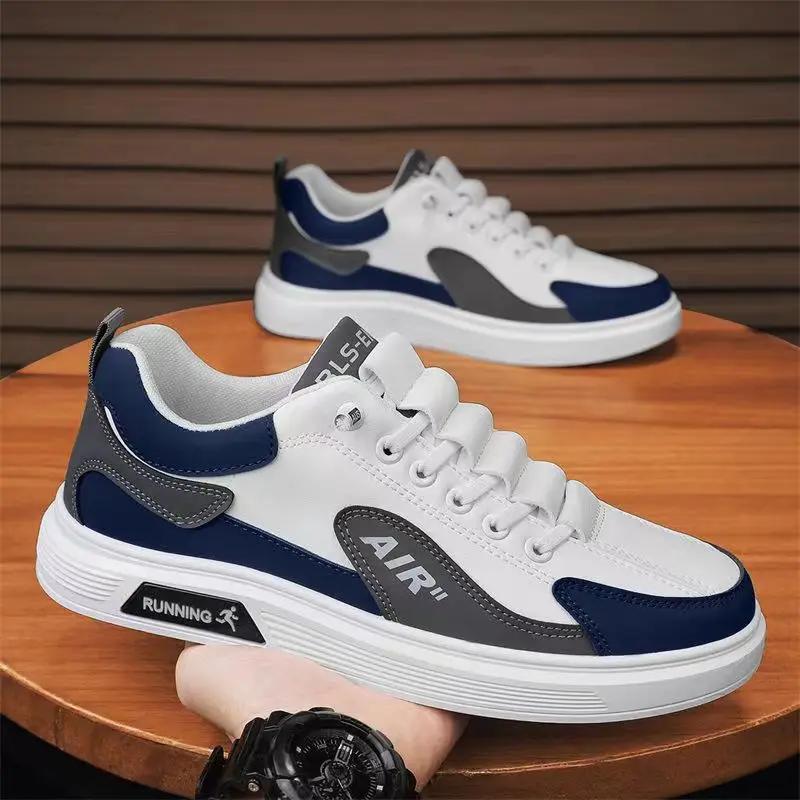 

Spring and Autumn Men s Shoes Leather Low cut Fashion Trendy Running Sports Men s Casual Trendy Shoes 44 синій