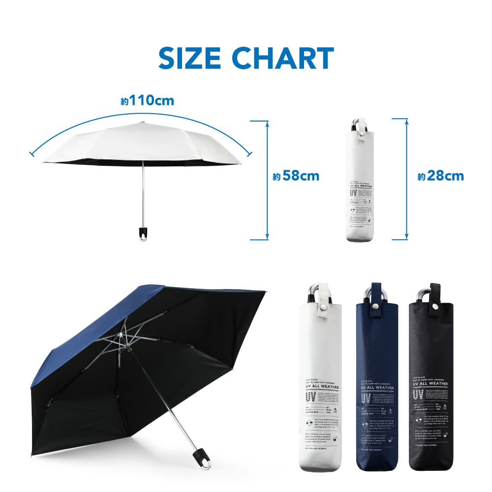 Light Folding Parasol with and Rain UV Heat Fiberglass Comes with Dedicated Pouch with Folding Umbrella for Men and Sun Perfect Black UV Protection,