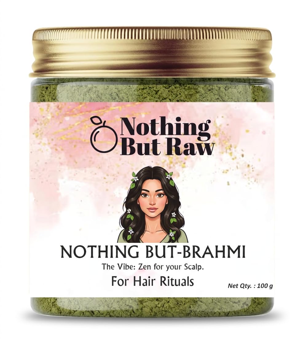 Nothing But Raw - Brahmi Powder (100g) | Pure Bacopa Monnieri for Hair Strength & Scalp Cooling | Ayurvedic Herb for Thicker, Shiny Hair & Split
