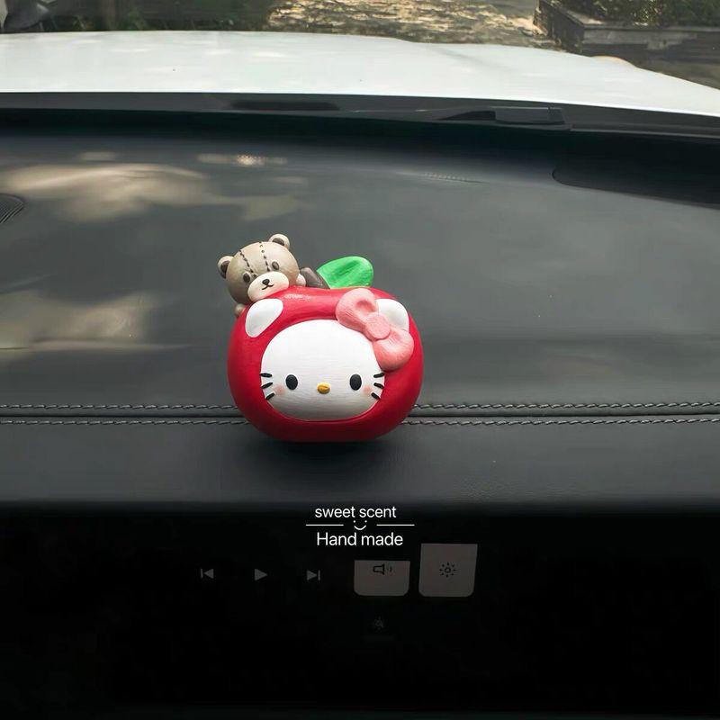 

Car Air Conditioner Vent Aroma Diffuser Car Decoration Clip Diffuser Stone for Girls Hello Kitty Cute Kt Cat New Car Gift Red Apple Kt - Includes Aromatherapy Essential Oil