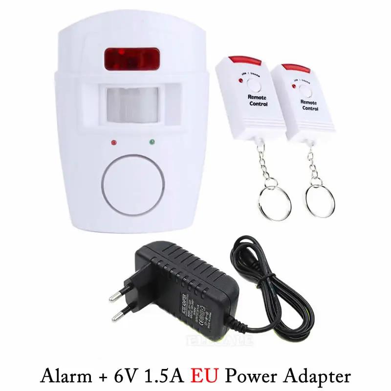 Wireless PIR Motion Sensor Detector Alarm With 2 Remote Control Power Adapter For Home Shed Garage Caravan Alarm Security System