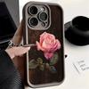 Aesthetic Rose Floral Pattern Silicone Phone Case For iPhone 16 Pro Max 15 14 13 12 11 7 8 Plus X XS XR SE 16E Shockproof Cover
