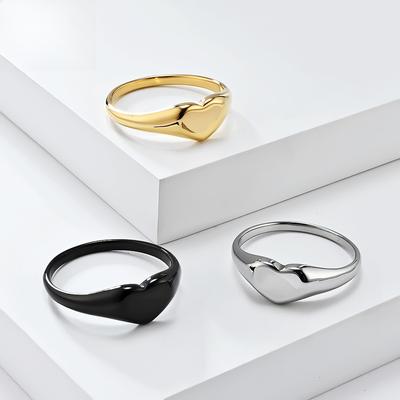 European and American French Minimalist Heart Shaped Titanium Steel Ring Womens Tail Ring Fashionable Womens Jewelry