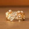Luxury Embossed Flower Synthetic Pearl Ring Copper Material Women Jewelry Ring For Banquet