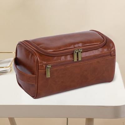 Tragbare PU-Leder-Reisetasche zur Organisation von Toilettenartikeln
