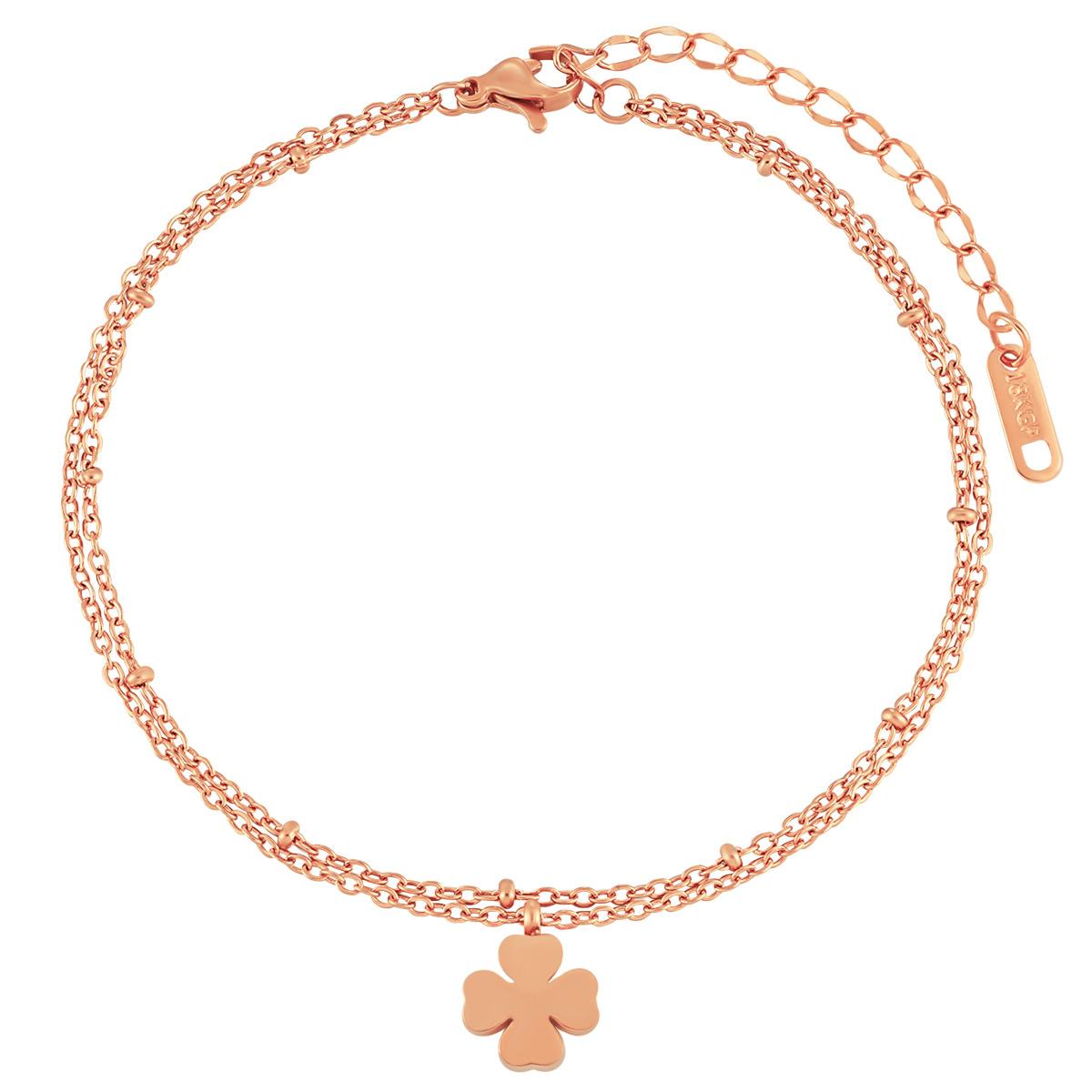 

Модний подвійний браслет на ногу з підвіскою Любов та конюшиною з чотирма пелюстками, жіночий, в стилі інс, простий, з титанової сталі, прикраса для ніг