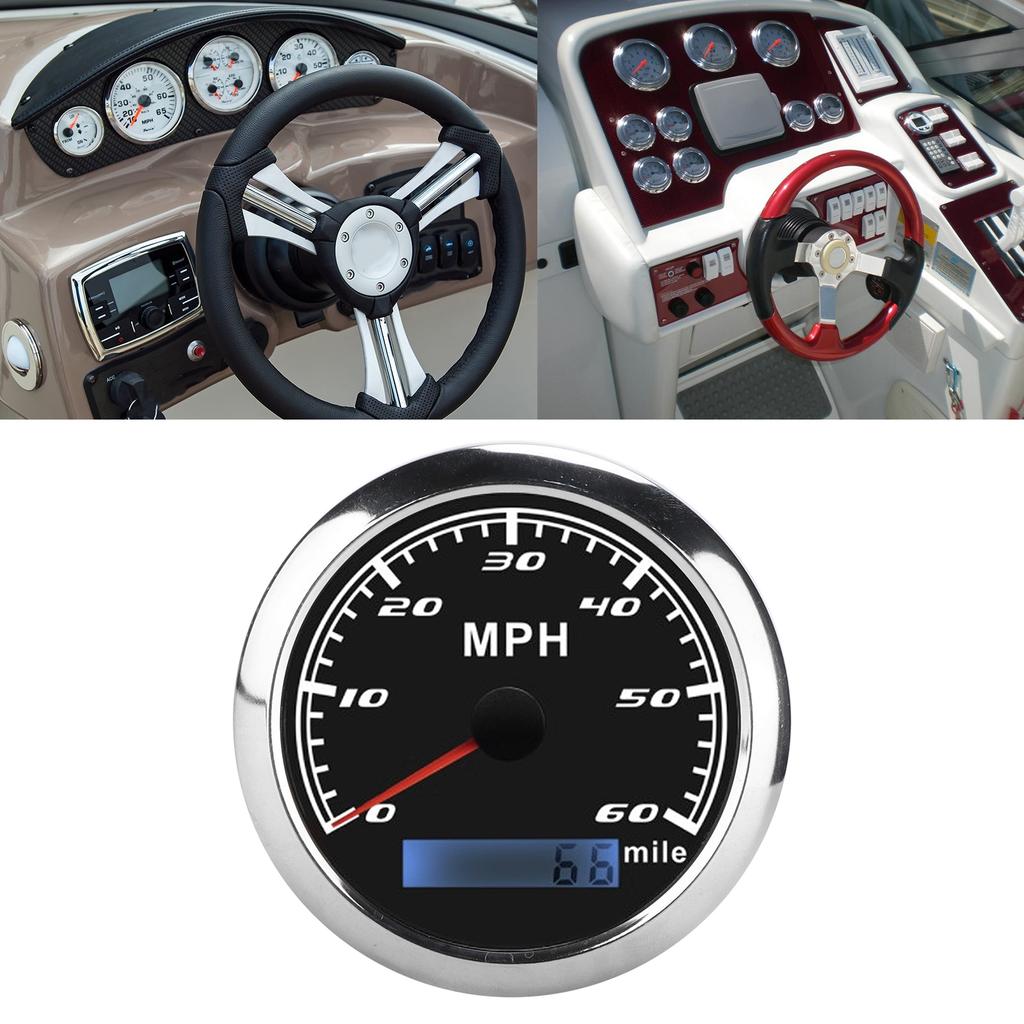   GPS Speedometer 60MPH Speed Gauge 0‑   Mile IP67 Waterproof with Red Backlight for Boat Car Truck