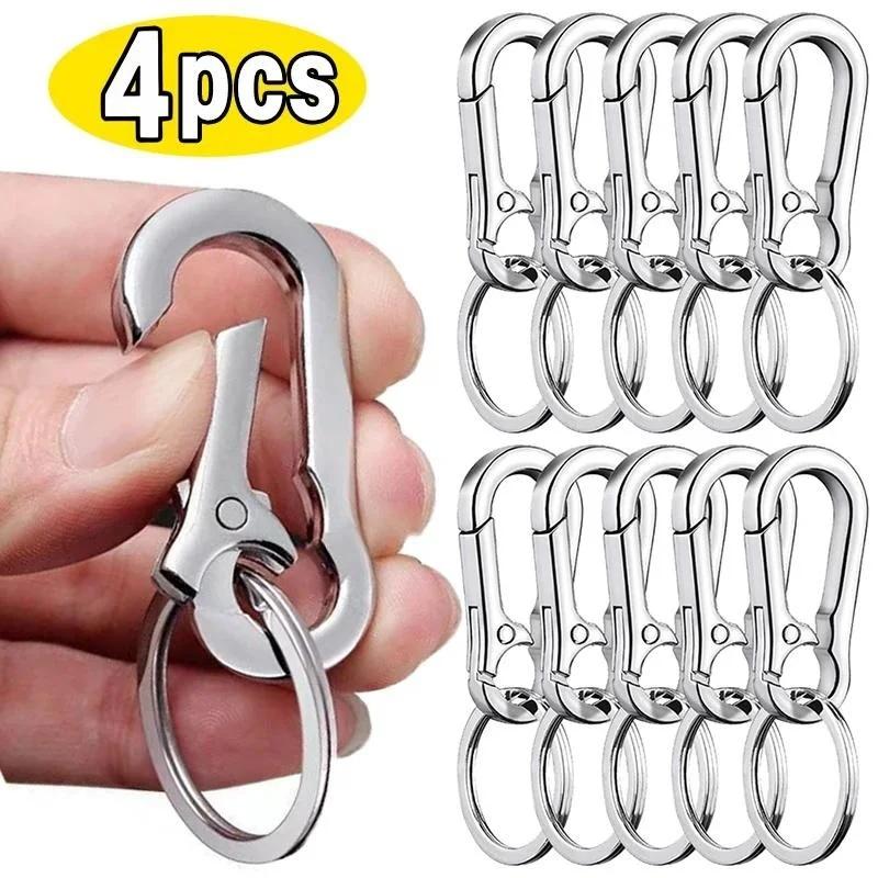 4Pcs Metal Carabiner Shape Key Ring Keyring Carabiner Clip Keychain Holder Clips Hook Holder Organizer for Car Keys Finder Amagi
