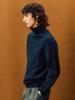 EDWARDMAX Navy 100% Wool Roll-Neck Sweater [Whole Garment, Cable]