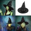 Halloween Witch Hat With Ruffled Lace Edge For Cosplay And Party Decorations