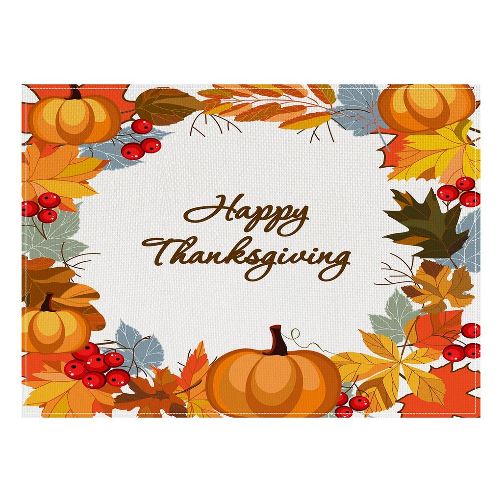 Thanksgiving Autumn Harvest Pumpkin Placemats Seasonal Autumn Table Mats for Outdoor Home Party Dining Decoration