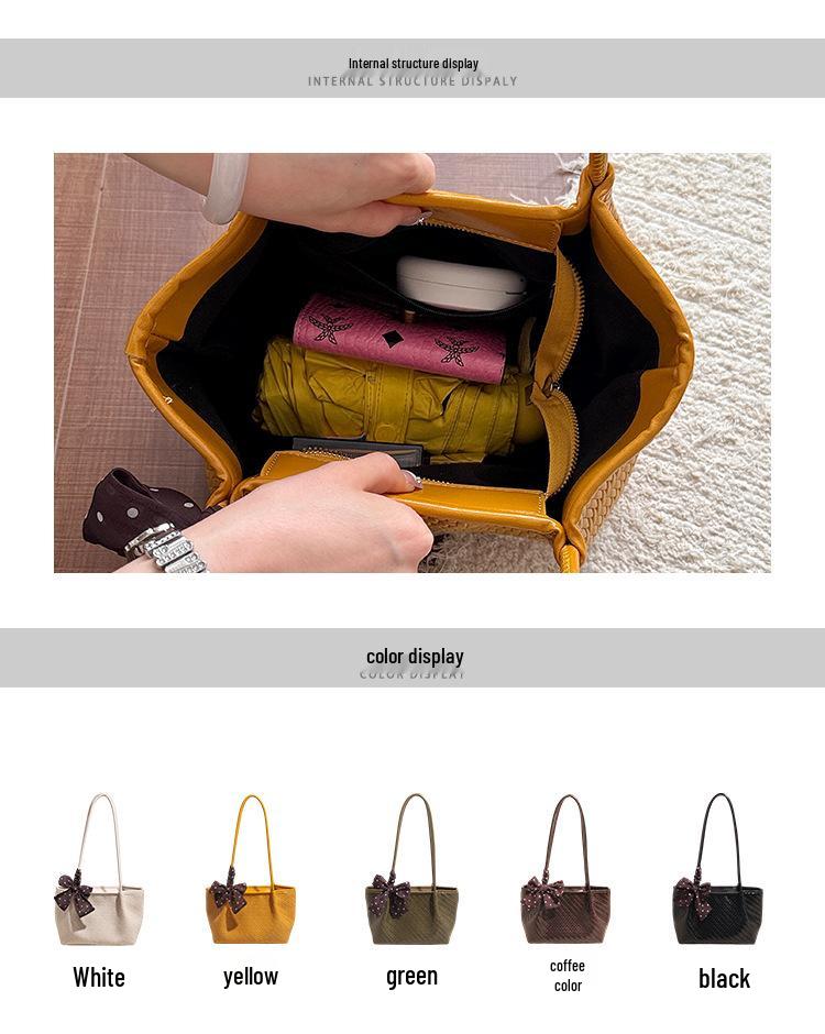 2026 Spring/Summer Women's Woven Bucket Bag: Versatile Large Capacity Shoulder & Crossbody Style