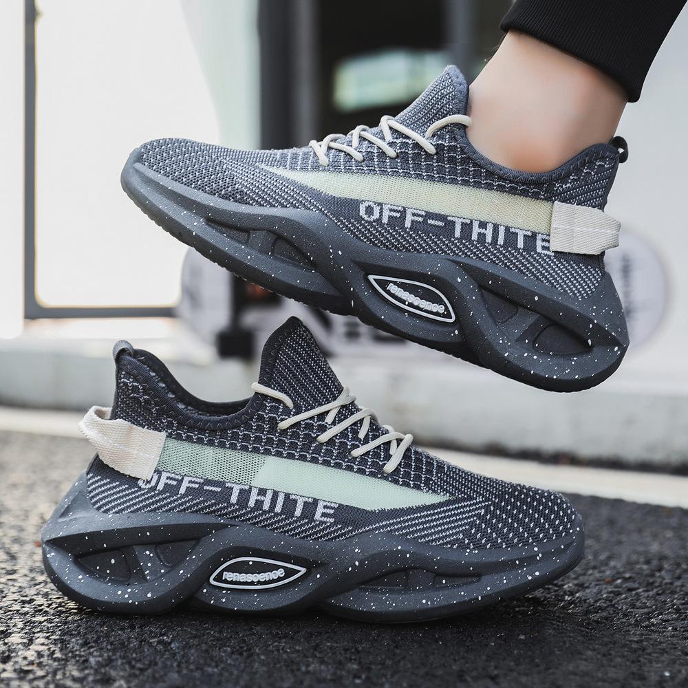 Męskie buty moda codzienne sportowe wiosna i jesień nowe męskie buty tkane na cholewce podwyższające męskie buty do biegania