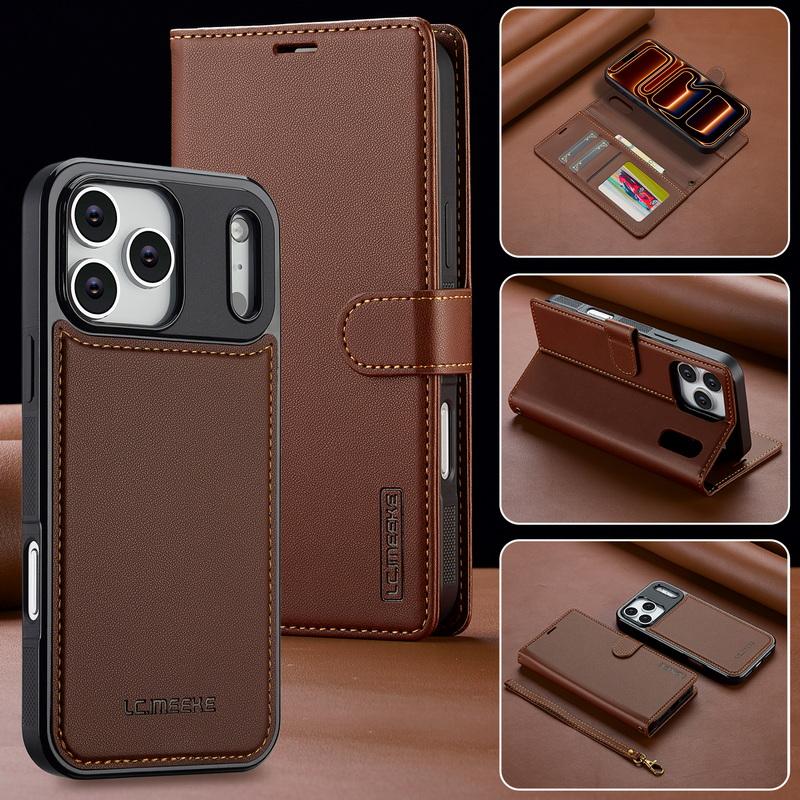 Für iPhone 17 Pro Max Brieftaschenhülle Luxuriöses Magnetisches PU-Leder Kartenfächer Klappbarer Handyhalter Abdeckung Für iPhone 16 15 14 13 Pro Max 12 11 Air