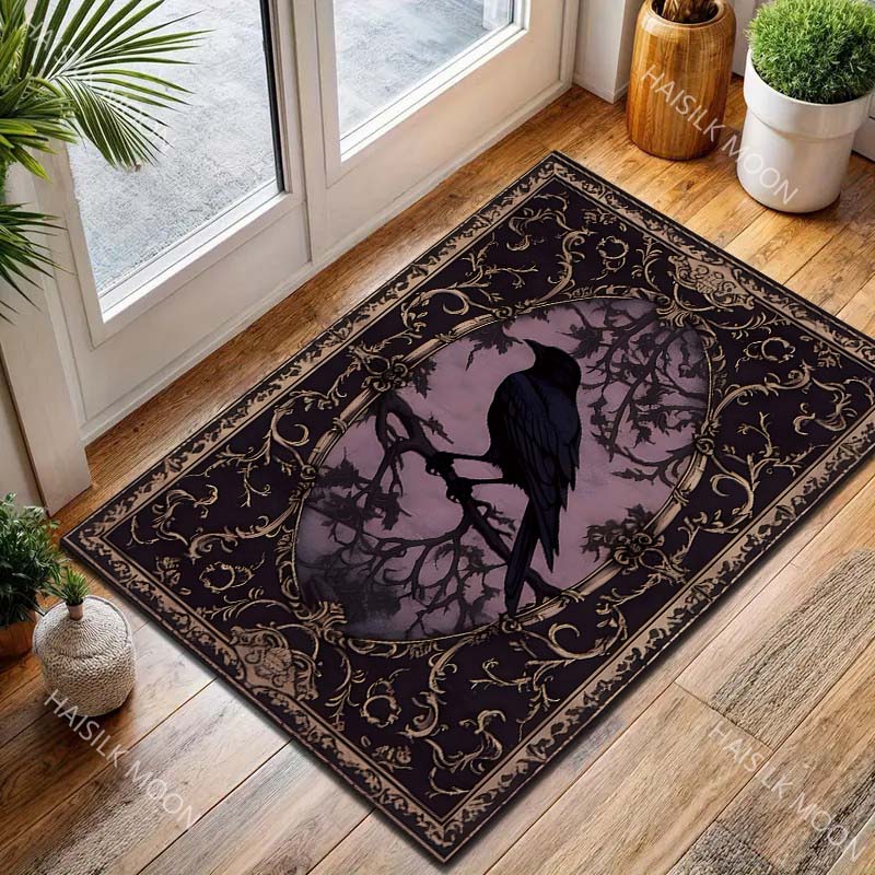 Multiple sizes Mysterious Raven Decor Rug Pattern Carpet for Living Room Bedroom Sofa Home Decor Non-slip Floor Mat Luxury Gift