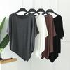 Women's Summer Asymmetrical Batwing-Sleeve T-Shirt: Mid-Length, Short-Sleeve Round-Neck Base Layer Top