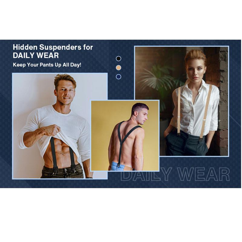 2.5Cm Width Men'S Suspenders  Creative 3 Hooks Suspenders Man Pants Casual Mens Trouser Suspenders  Adjustable Brace