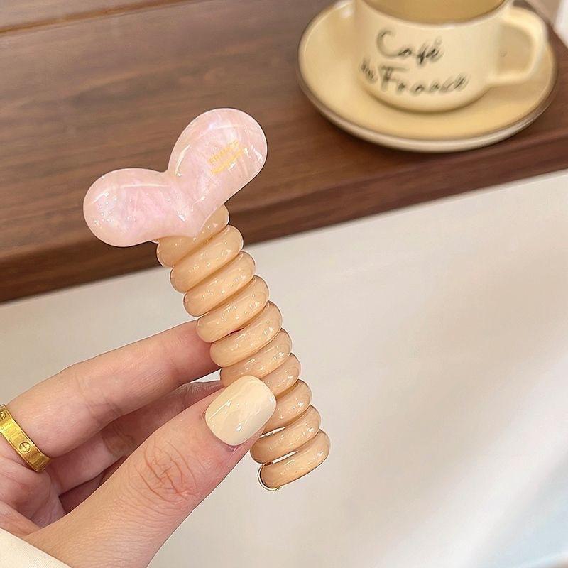 

Детские модные резинки для волос «конский хвост» для девочек, резинки для волос для детей, простые резинки для волос для девочек, телефонные провода, аксессуары для волос, головные уборы светло-розовый