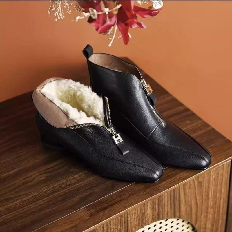 Модные ботильоны на молнии спереди женские новые осенне-зимние супер удобные из мягкой кожи на мягкой подошве с квадратным носком женские ботинки 40 3685₽