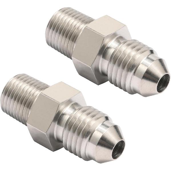 4AN Male Flare to 1/8 NPT Pipe Male Stainless Steel Straight Fitting Adapter Union Connector