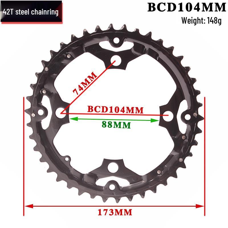 Mountain Hollow 3-Piece Crankset: 42T/44T/32T Chainring, 9/10-Speed Replacement