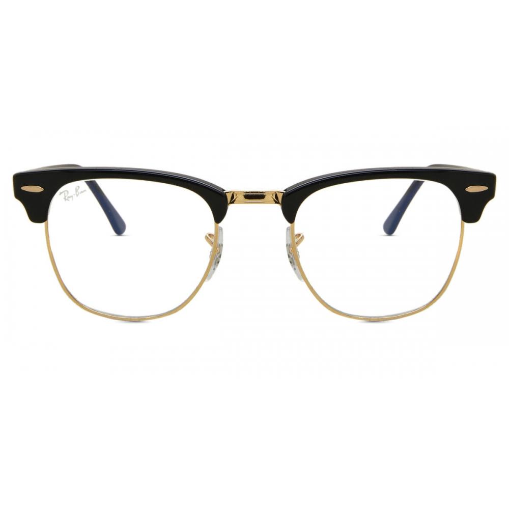 

Ray Ban Rb3016 Clubmaster Blue Light Block 901 Bf Unisex Eyeglasses Shiny Black Gold/49-21-140