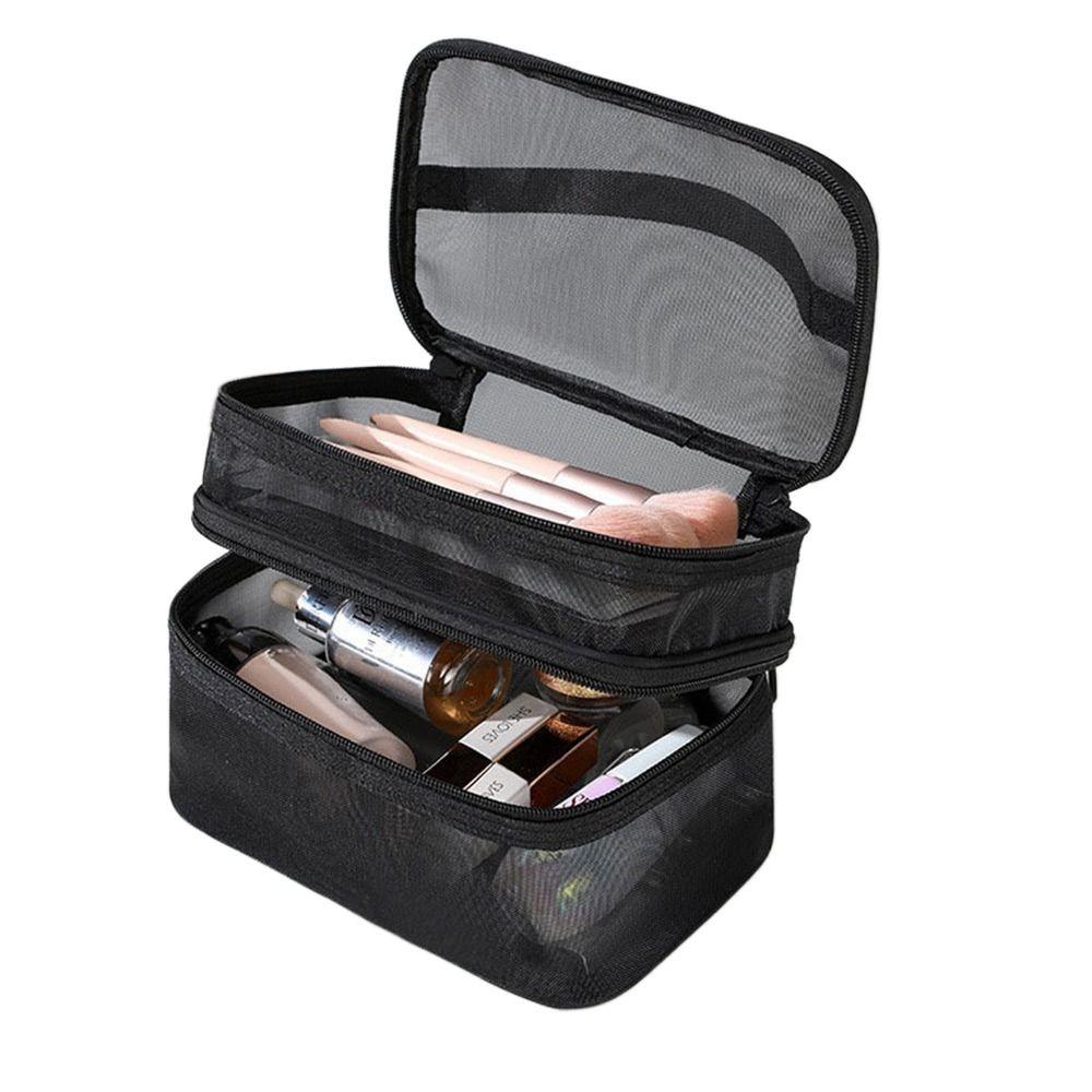 Transparent Mesh Travel Cosmetic Bag Storage 2/3 layer Makeup Organizer Bag Large Capacity Makeup Case Toiletries Organization