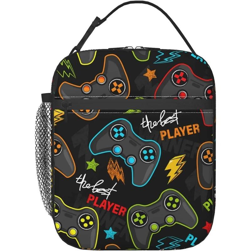 Video Game Controller Insulated Lunch Bag Reusable Lunch Box Portable Thermal Bento Tote for Adults Kids Work School Picnic