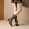 Autumn Winter Pointed Toe Middle Heel Ladies Mid Calf Shoes Gothic Comfortable and Elegant 2025 New Y2k Women's Half High Boots