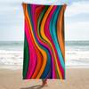 Vibrant Colorful Striped Beach Towel, Modern Artistic Design Quick-Dry Sand-Free Microfiber Bath Towel for Travel and Festival