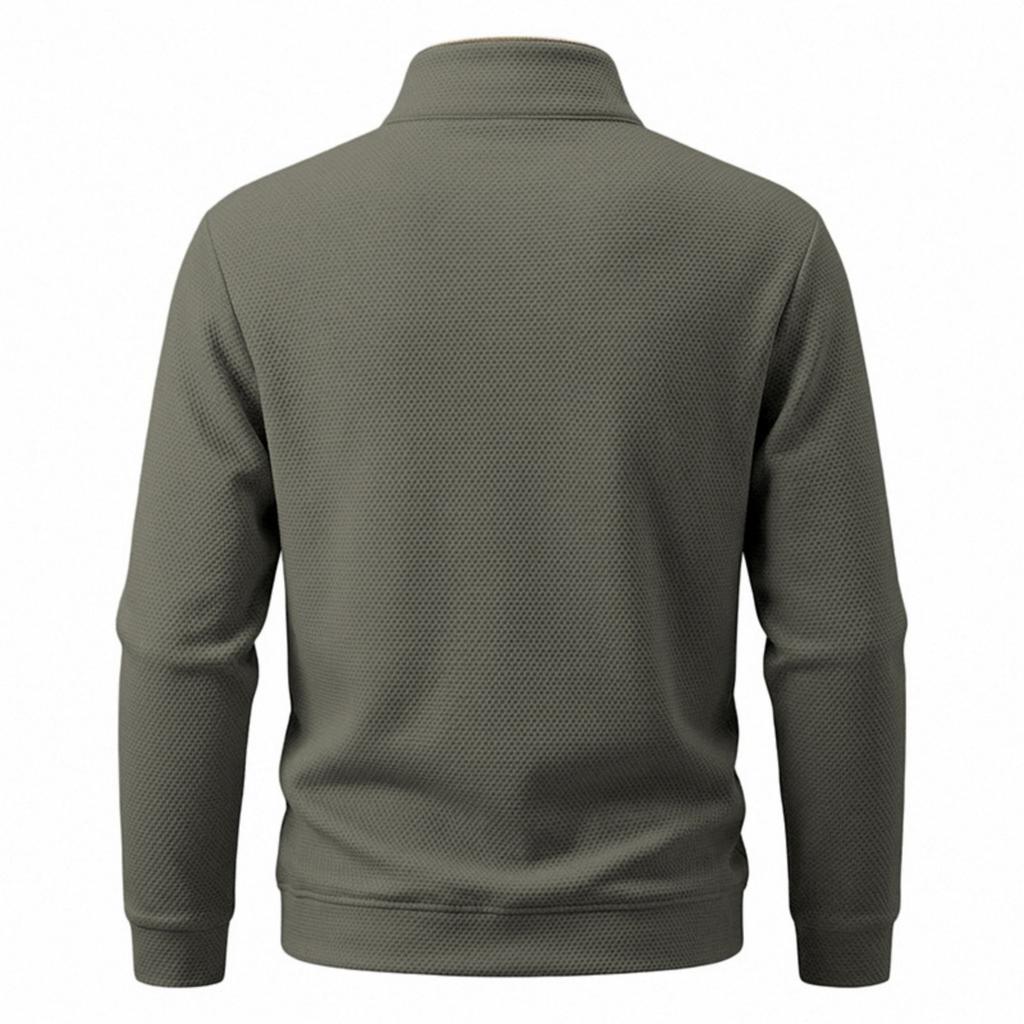 Men's Heavy Weight Knit Zip Up Sweatshirt with Stand Collar Loose Fit Thermal for Casual Wear
